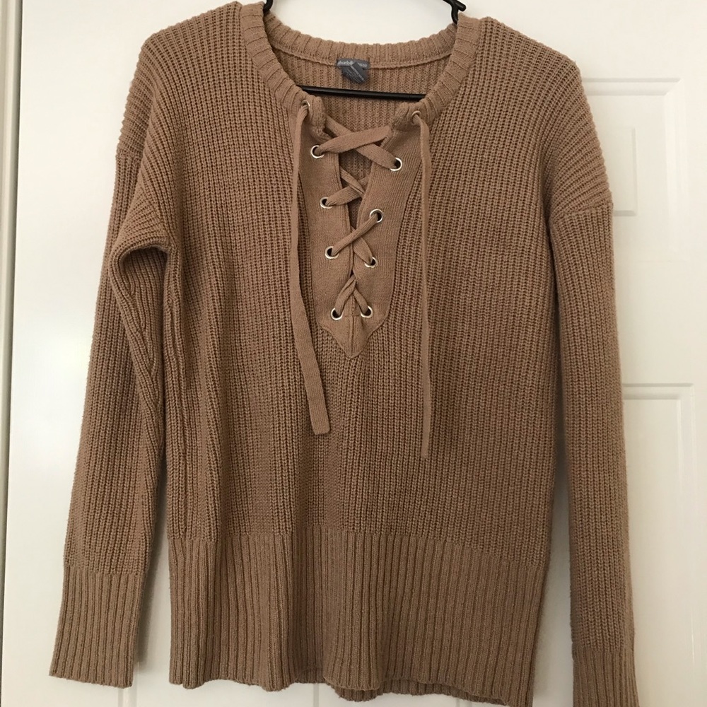 Charlotte Russe Lace-up Sweater